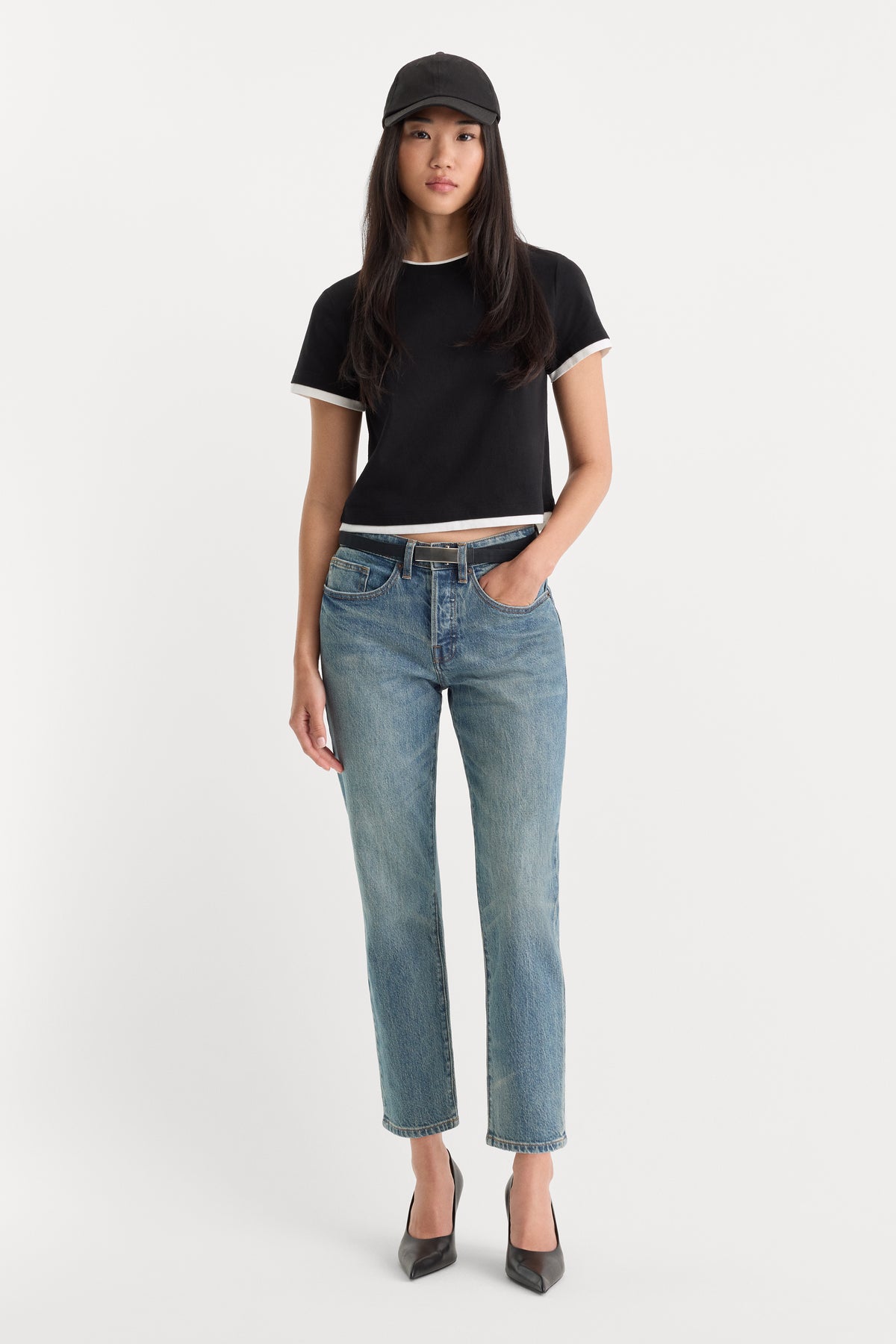 THE LAYERED TEE | BLACK-5 | GOOD AMERICAN | MODEL