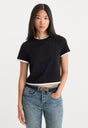THE LAYERED TEE | BLACK-1 | GOOD AMERICAN | MODEL
