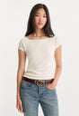 THE VARIEGATED RIB TOP | CHALK-1 | GOOD AMERICAN | MODEL