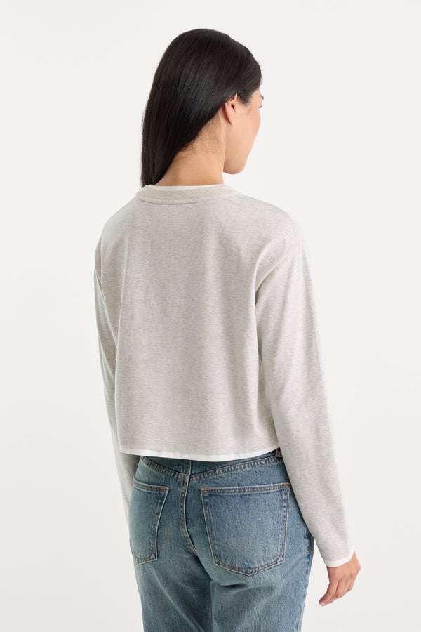 THE LONG SLEEVE LAYERED TEE | VINTAGE GREY-4 | GOOD AMERICAN | MODEL