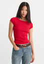 THE VARIEGATED RIB TOP | CRIMSON ROSE-1 | GOOD AMERICAN | MODEL