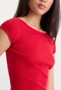 THE VARIEGATED RIB TOP | CRIMSON ROSE-2 | GOOD AMERICAN | MODEL