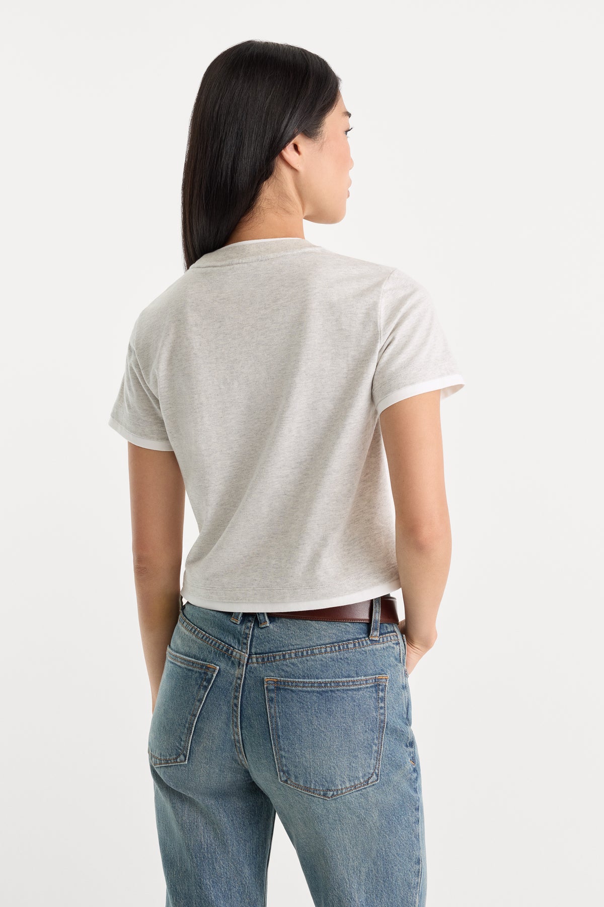 THE LAYERED TEE | VINTAGE GREY-4 | GOOD AMERICAN | MODEL