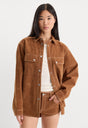 THE BETTER THAN SUEDE OVERSHIRT | CAFE CLAY-1 | GOOD AMERICAN | MODEL