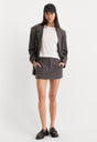 THE TROUSER MINI SKIRT | CHARCOAL MINI HOUNDSTOOTH-1 | GOOD AMERICAN | MODEL