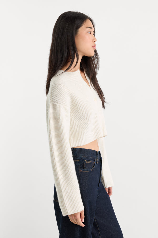 THE CHUNKY KNIT CARDIGAN | CHALK-4 | GOOD AMERICAN | MODEL