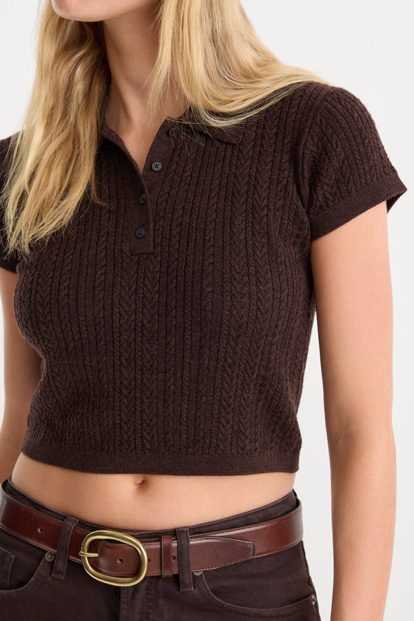 THE MICRO CABLE POLO | ESPRESSO-5 | GOOD AMERICAN | MODEL