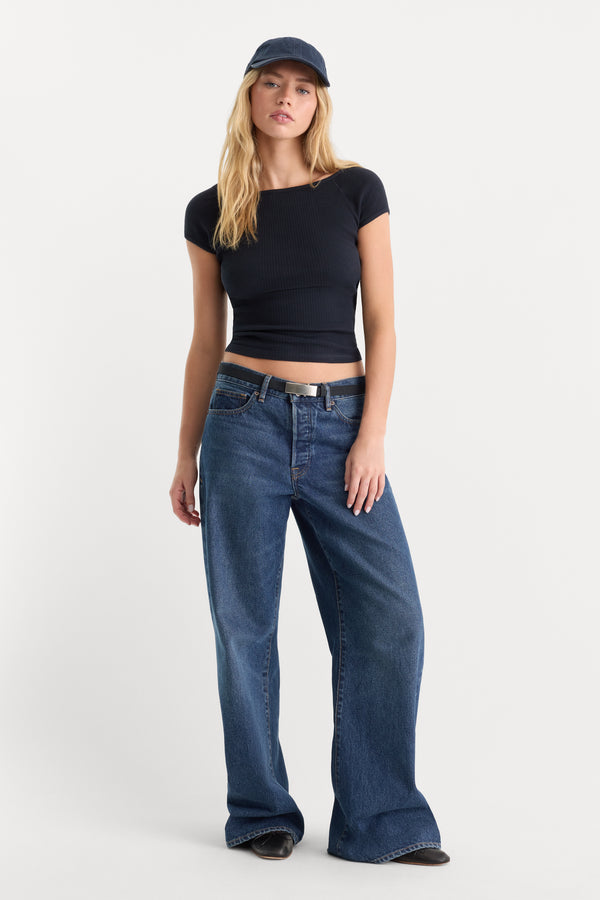 THE VARIEGATED RIB TOP | NEW NAVY002-4 | GOOD AMERICAN | MODEL