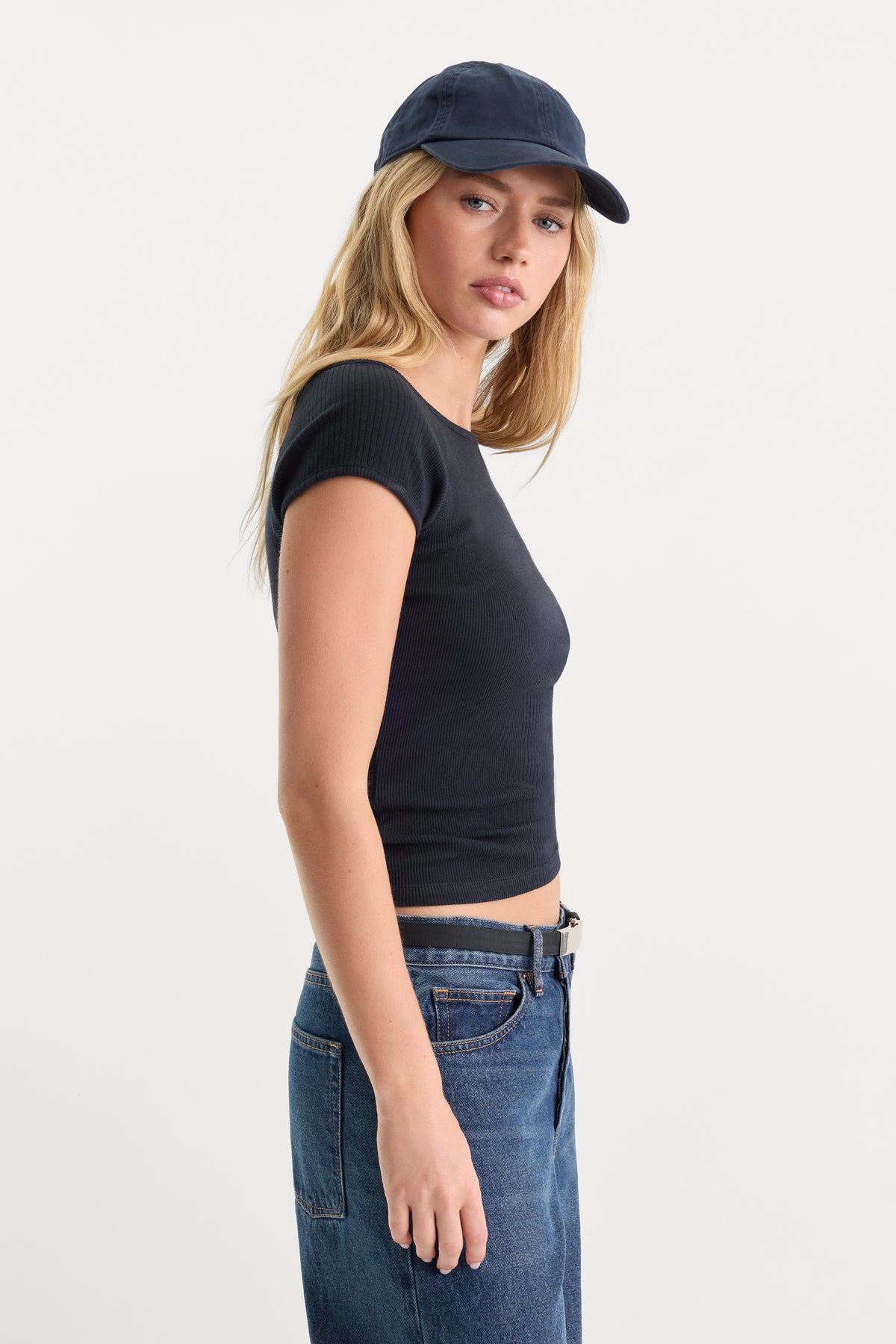 THE VARIEGATED RIB TOP | NEW NAVY002-3 | GOOD AMERICAN | MODEL