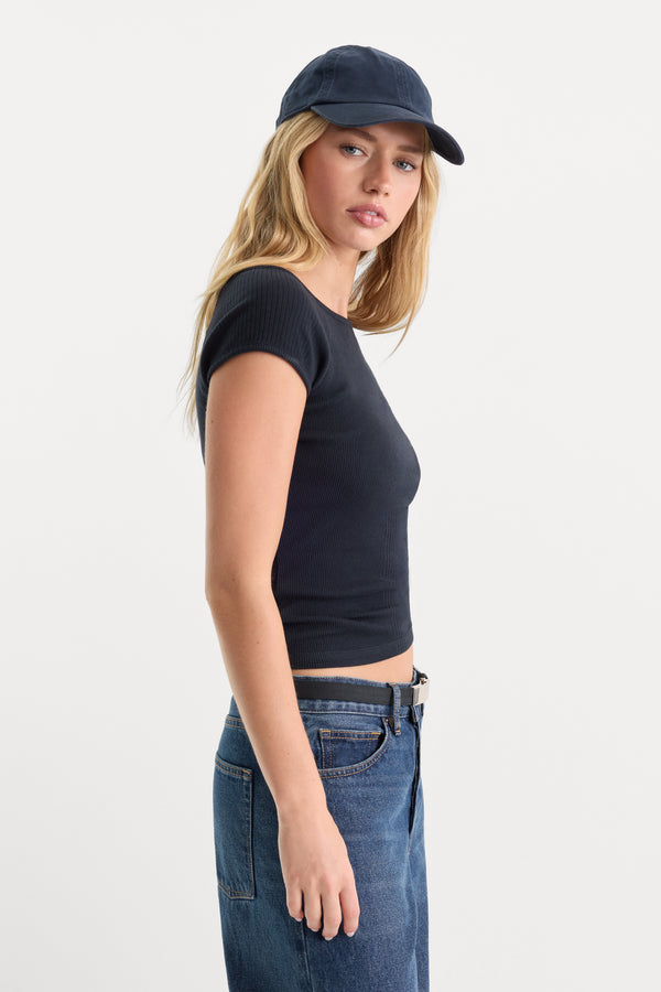 THE VARIEGATED RIB TOP | NEW NAVY002-3 | GOOD AMERICAN | MODEL