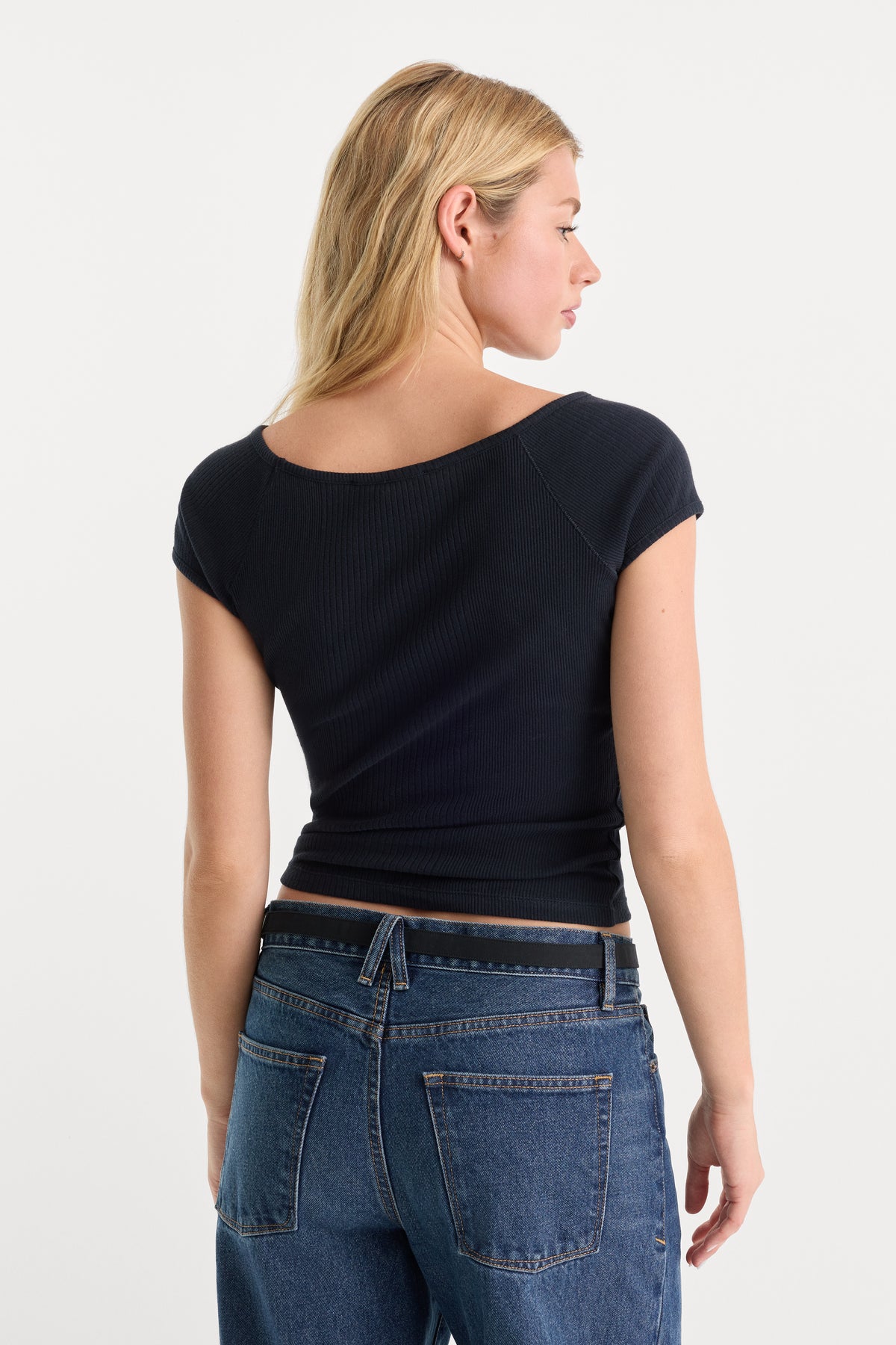 THE VARIEGATED RIB TOP | NEW NAVY002-5 | GOOD AMERICAN | MODEL