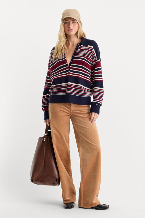 VINTAGE WIDE CORDUROY PANT | CAFE CLAY-1 | GOOD AMERICAN | MODEL