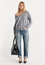 THE COZY V NECK SWEATER | HEATHER GREY001-5 | GOOD AMERICAN | MODEL
