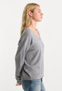 THE COZY V NECK SWEATER | HEATHER GREY001-4 | GOOD AMERICAN | MODEL