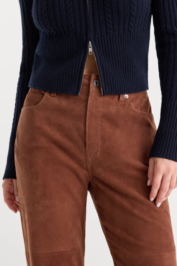 SUEDE GOOD TRUE STRAIGHT PANT | CAFE CLAY-3 | GOOD AMERICAN | MODEL