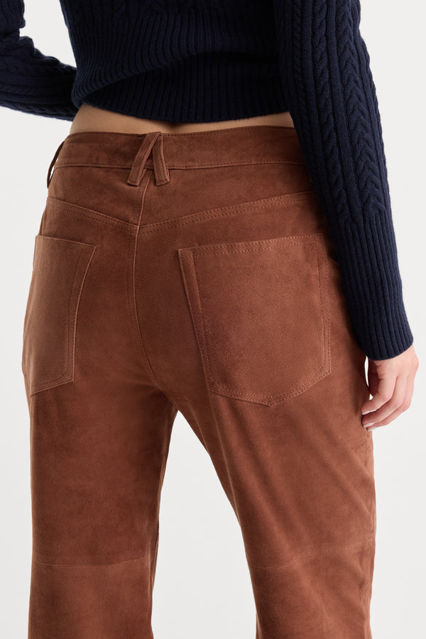 SUEDE GOOD TRUE STRAIGHT PANT | CAFE CLAY-5 | GOOD AMERICAN | MODEL