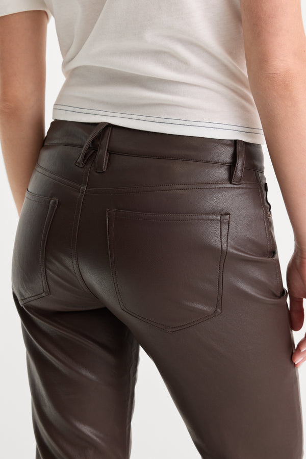 BETTER THAN LEATHER LOW RISE BOOTCUT PANT | ESPRESSO-6 | GOOD AMERICAN | MODEL
