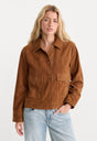 THE SUEDE BOXY JACKET | CAFE CLAY-1 | GOOD AMERICAN | MODEL