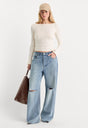 THE VARIEGATED RIB LONG SLEEVE TOP | CHALK-4 | GOOD AMERICAN | MODEL