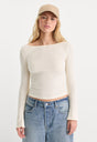 THE VARIEGATED RIB LONG SLEEVE TOP | CHALK-1 | GOOD AMERICAN | MODEL