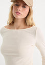 THE VARIEGATED RIB LONG SLEEVE TOP | CHALK-2 | GOOD AMERICAN | MODEL