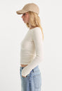 THE VARIEGATED RIB LONG SLEEVE TOP | CHALK-3 | GOOD AMERICAN | MODEL