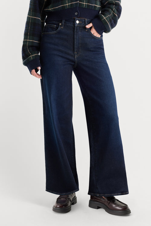 GOOD WAIST PALAZZO ANKLE JEANS | RINSE-2 | GOOD AMERICAN | MODEL
