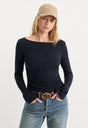 THE VARIEGATED RIB LONG SLEEVE TOP | NEW NAVY002-1 | GOOD AMERICAN | MODEL