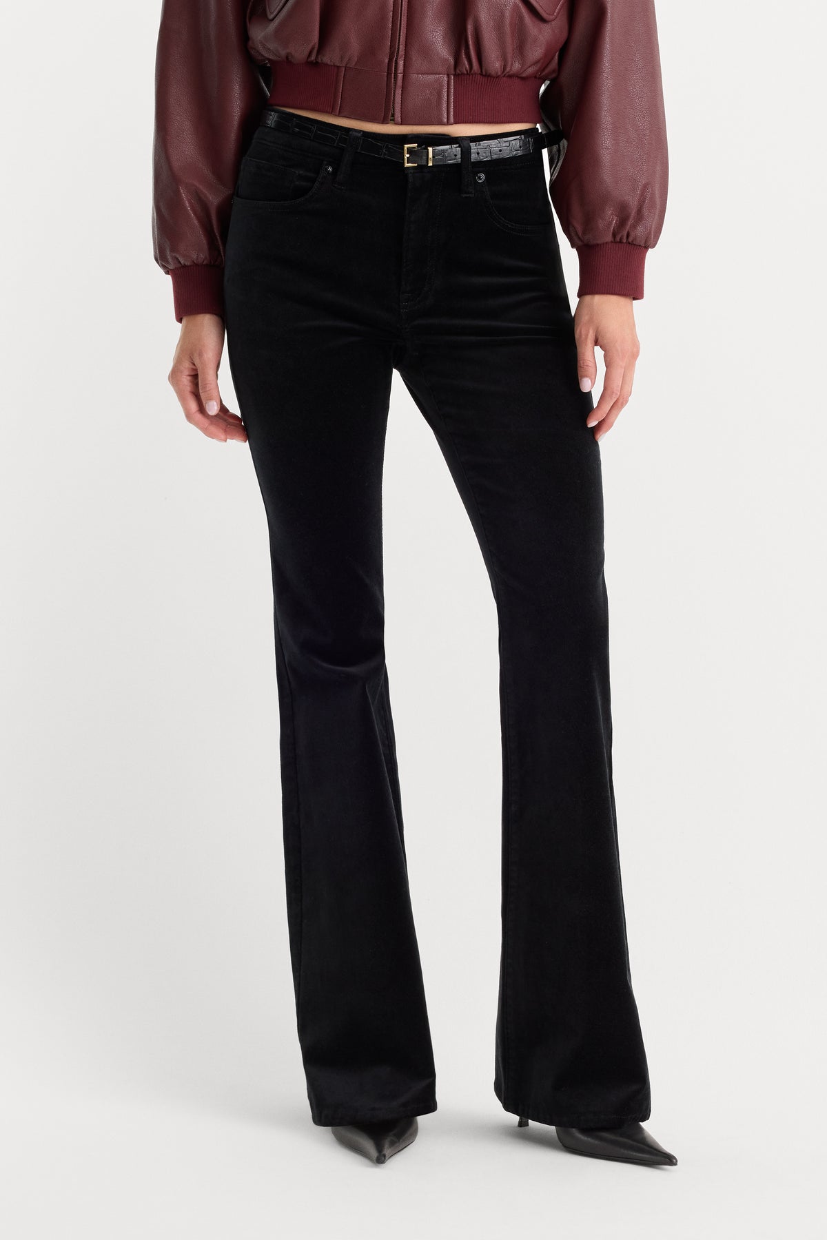 VELVET GOOD LEGS FLARE PANT | BLACK-3 | GOOD AMERICAN | MODEL