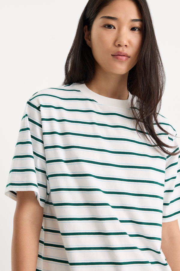 THE BODEGA TEE | FOREST MULTI STRIPE-2 | GOOD AMERICAN | MODEL