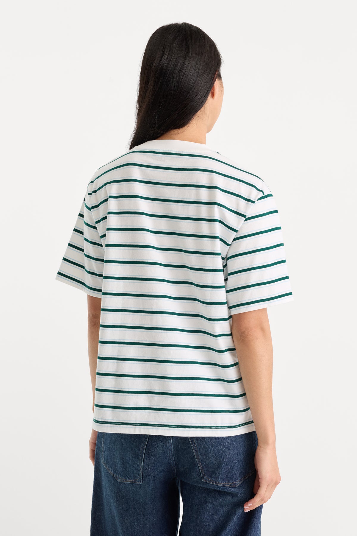 THE BODEGA TEE | FOREST MULTI STRIPE-5 | GOOD AMERICAN | MODEL