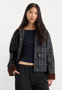 THE HERITAGE JACKET | NAVY AND GREEN PLAID-1 | GOOD AMERICAN | MODEL