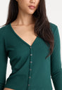 THE RIB V NECK CARDIGAN | FOREST GREEN-2 | GOOD AMERICAN | MODEL