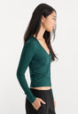 THE RIB V NECK CARDIGAN | FOREST GREEN-3 | GOOD AMERICAN | MODEL