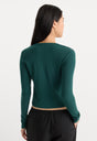 THE RIB V NECK CARDIGAN | FOREST GREEN-4 | GOOD AMERICAN | MODEL