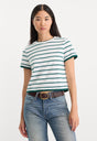 THE LAYERED TEE | FOREST MULTI STRIPE-1 | GOOD AMERICAN | MODEL