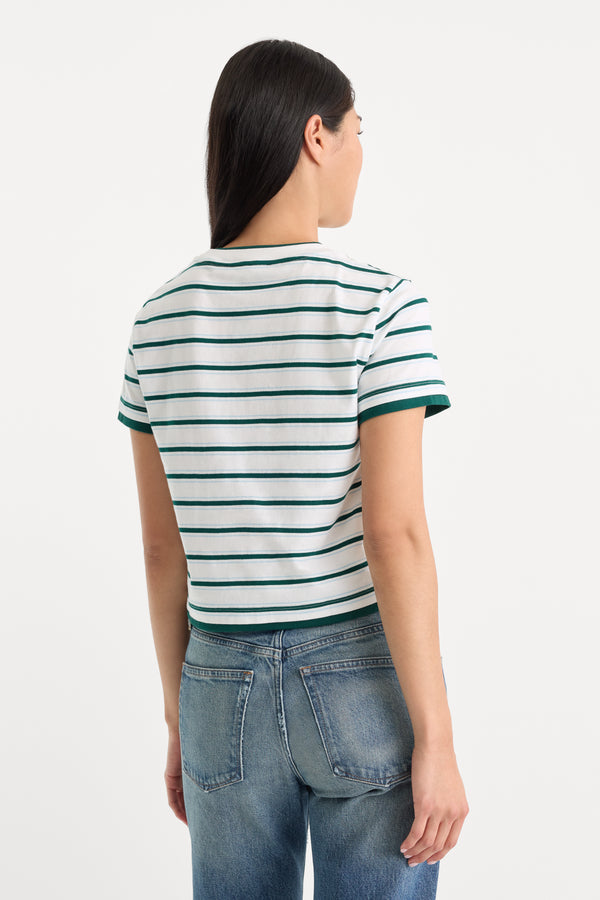 THE LAYERED TEE | FOREST MULTI STRIPE-4 | GOOD AMERICAN | MODEL