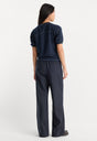 THE PINSTRIPE PULL ON TROUSER | NAVY PINSTRIPE-5 | GOOD AMERICAN | MODEL