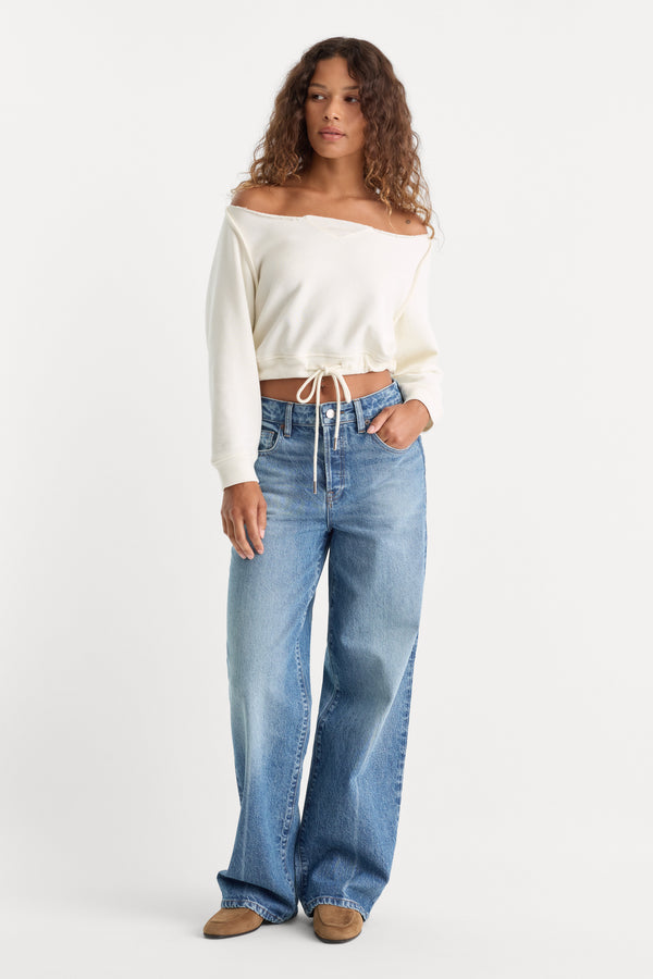 THE FRENCH TERRY TIE SWEATSHIRT | CHALK-5 | GOOD AMERICAN | MODEL