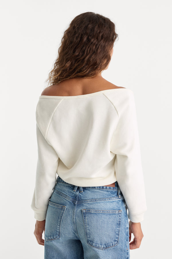 THE FRENCH TERRY TIE SWEATSHIRT | CHALK-6 | GOOD AMERICAN | MODEL