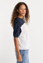 THE COLORBLOCK GYM TEE | NAVY WITH CHALK-4 | GOOD AMERICAN | MODEL