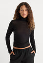 THE SHEER RIB TURTLENECK | BLACK001-1 | GOOD AMERICAN | MODEL