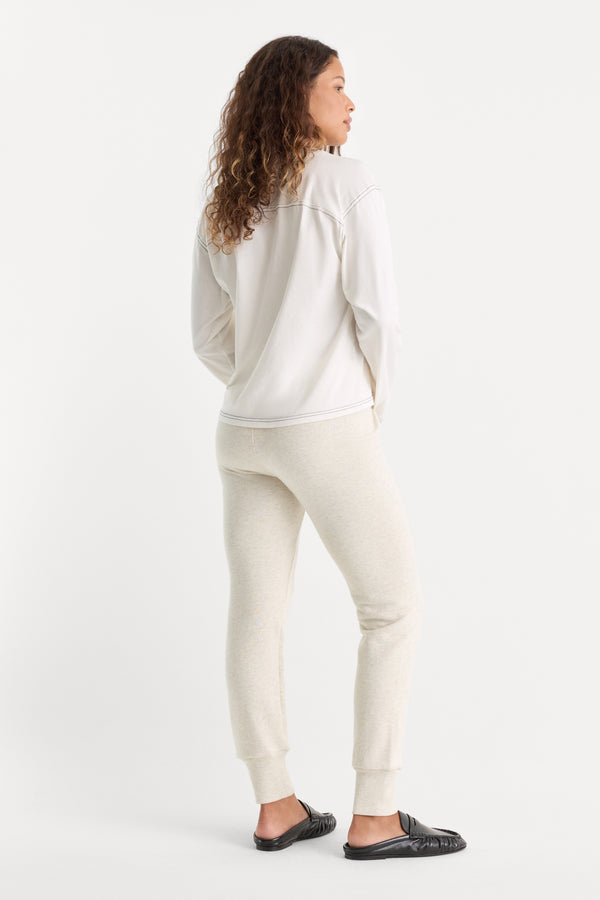 THE FRENCH TERRY BUTTON FRONT LEGGING | OATMEAL HEATHER-6 | GOOD AMERICAN | MODEL