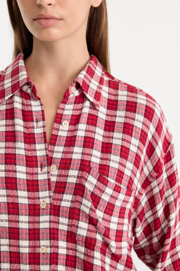 THE CRINKLE EASY SHIRT | CARMINE PLAID