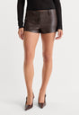 THE BETTER THAN LEATHER TROUSER SHORT | DEEP CHOCOLATE-2 | GOOD AMERICAN | MODEL