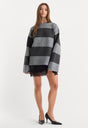 THE OVERSIZED CREW SWEATER | GREY MELANGE STRIPE-3 | GOOD AMERICAN | MODEL