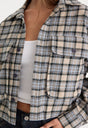 THE PATCH POCKET SHIRT | TAN PLAID-2 | GOOD AMERICAN | MODEL