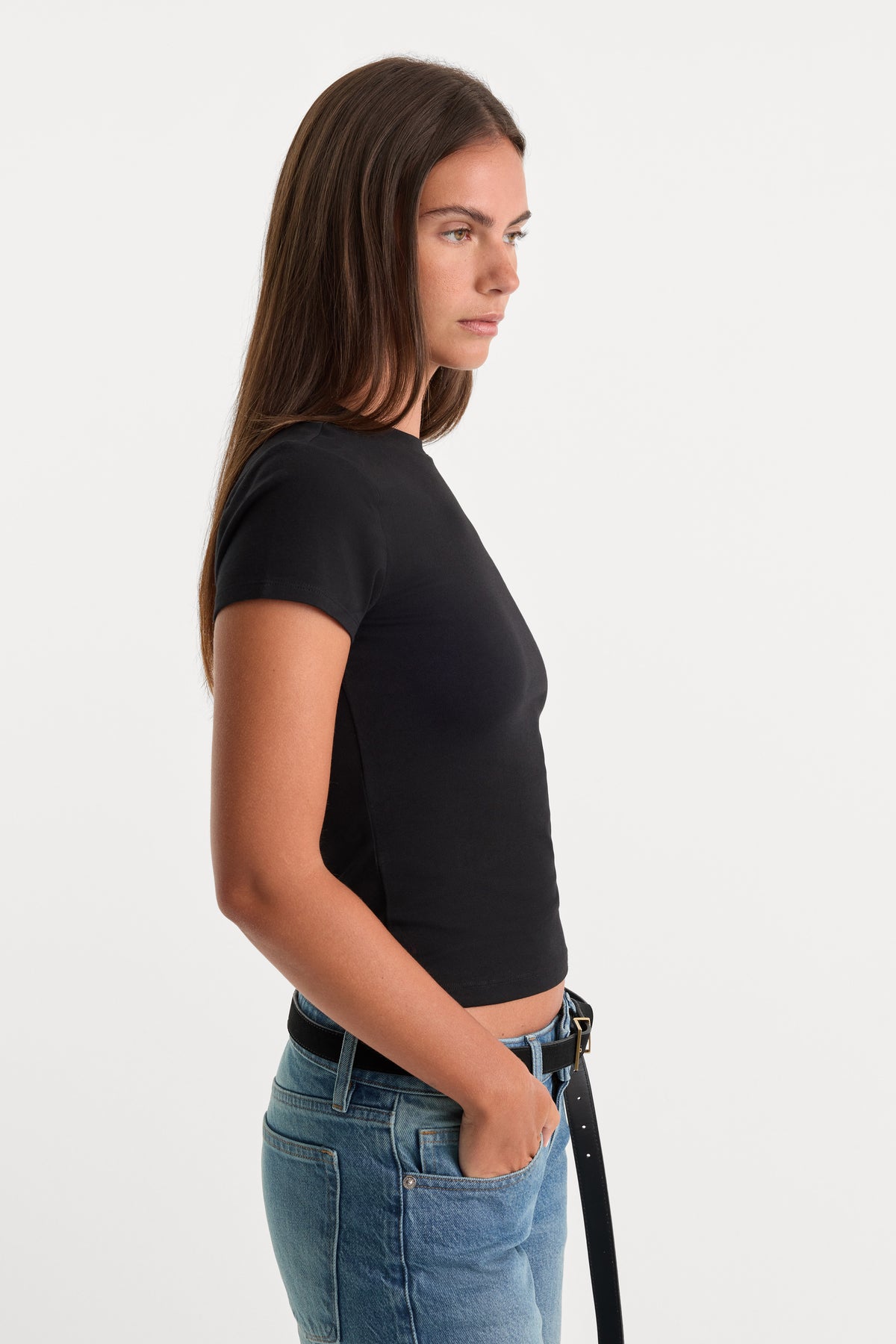 THE BABY TEE | BLACK-2 | GOOD AMERICAN | MODEL