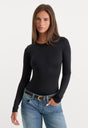 THE SCULPTING MODERN LONG SLEEVE BODYSUIT | BLACK-1 | GOOD AMERICAN | MODEL