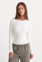 THE SCULPTING MODERN LONG SLEEVE BODYSUIT | WHITE-1 | GOOD AMERICAN | MODEL